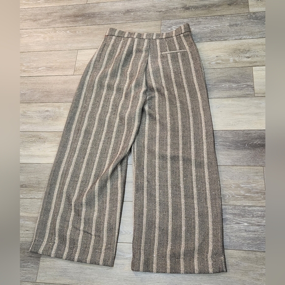 Molly Bracken Herringbone Wide leg High Waisted Tand And Brown Pants Size Large - Picture 4 of 12